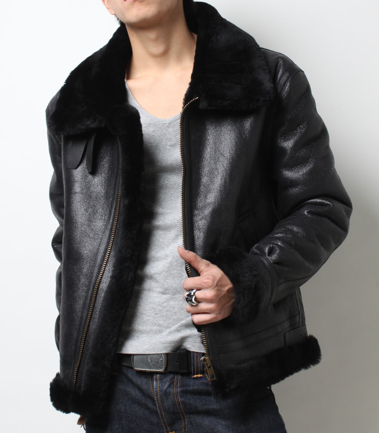 革ジャン ダブルフェイスムートンB－3 レザージャケット | フライト