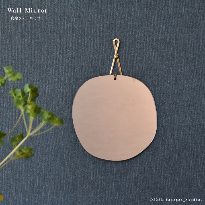 鏡 壁掛け 割れにくい アクリルミラー ｜真鍮ブラスウォールミラー｜S
