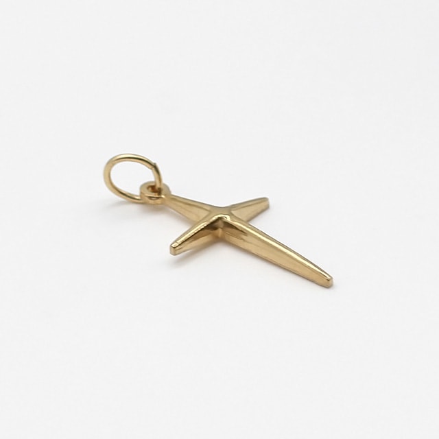 01K0093GFT 14KGF製トップ クロス チャーム19.5×11.5×2.0mm,Cカン外径