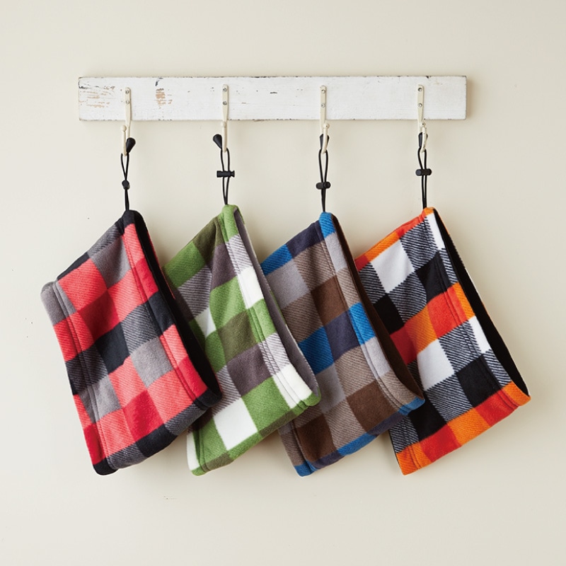 フリースネックウォーマー（ブロックチェック柄）［ゆうパケット 配達