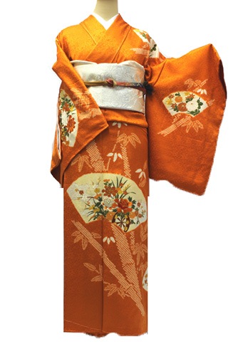 正絹訪問着レンタルフルセット「地紙に花 竹の絞り」 | すべての商品