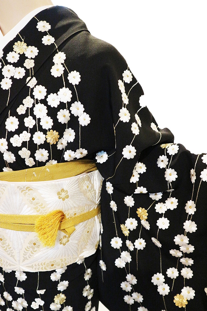 正絹訪問着 レンタルフルセット「総柄刺繍 梅菊」 | レンタル着物,訪問