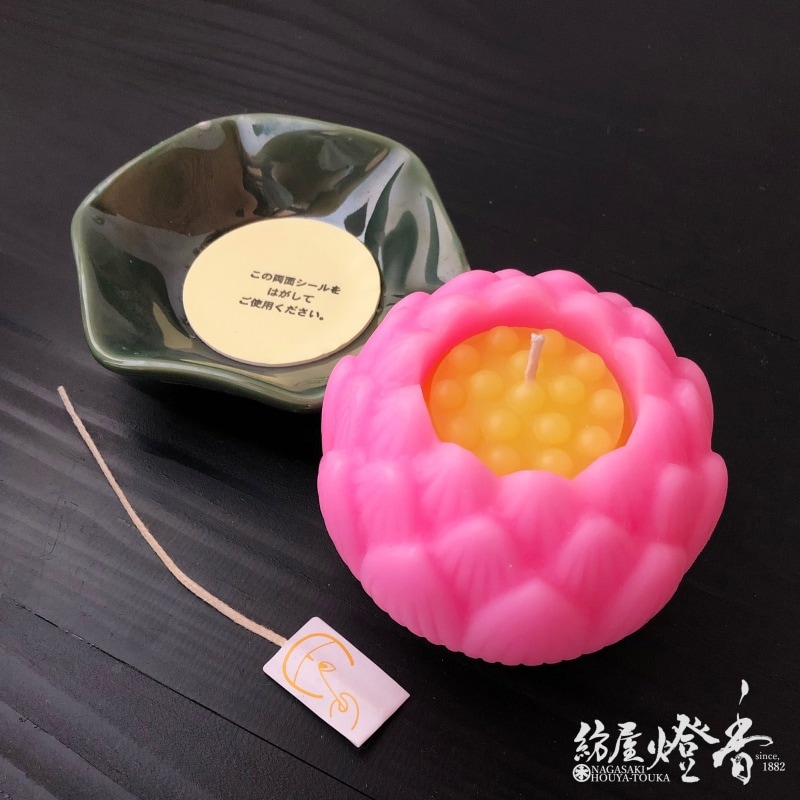 アウトレット品】蓮型ローソク『蓮玉ローソク 【ピンク】1個入[燃焼34