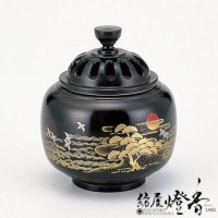香炉/香器『高岡銅器【玉胴型香炉/双鶴/蒔絵】銅製[空焚き用]』竹中