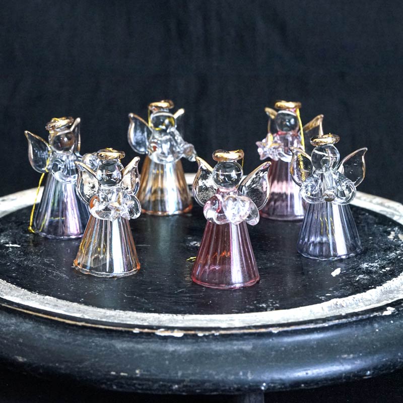 リバティ クリスマスガラス細工の天使オーナメント6個セット gx-542の