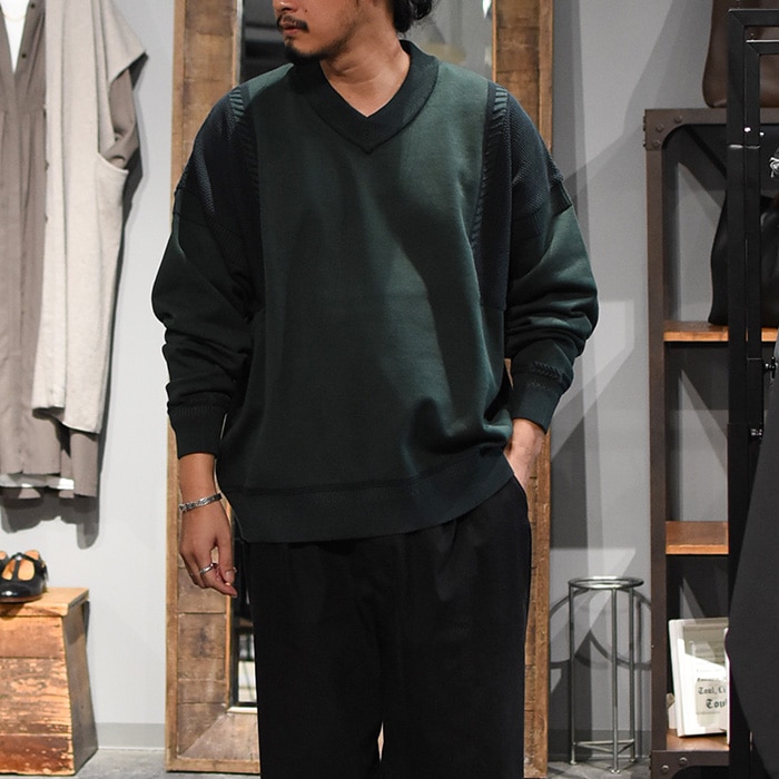 40%OFF】（ysk-24aw-kn02) YASHIKI(ヤシキ) / Ryoshu V neck Knit