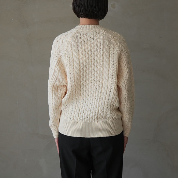 bn-24fl-035) / BATONER (バトナ―) / SOLID WOOL ARAN CREW NECK