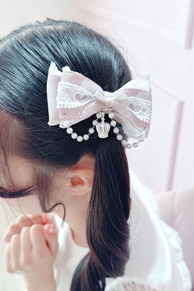 Princess Melody】クラウン×ハートレースりぼんクリップ 2個SET