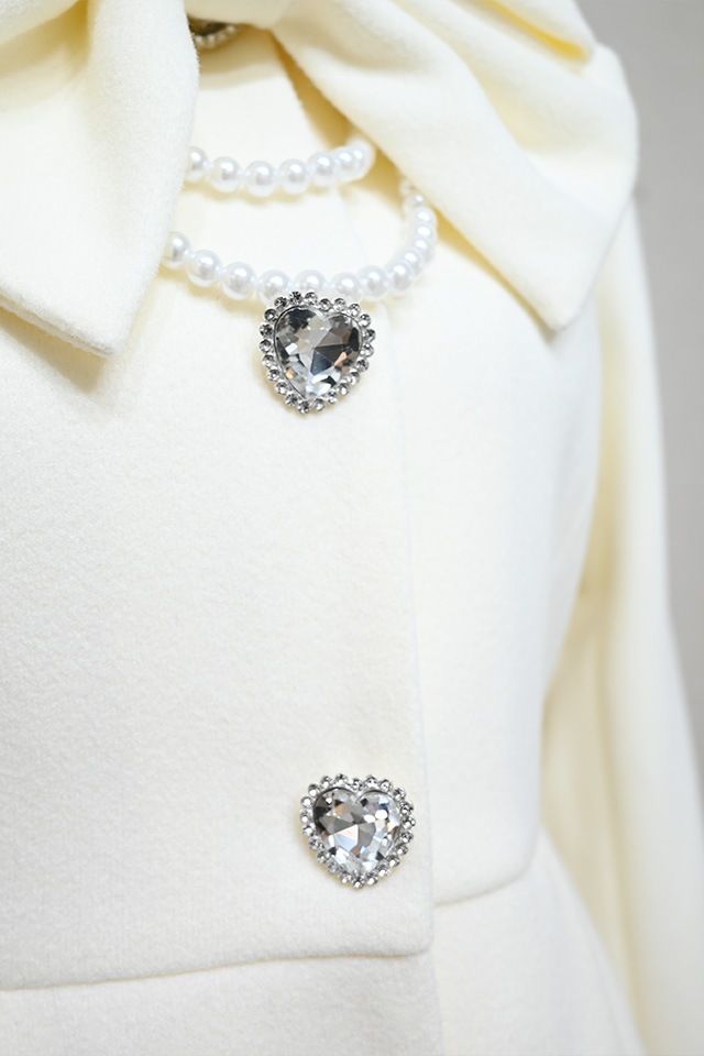 Princess Melody】りぼんタイ付きフードマキシコート - ホワイト size