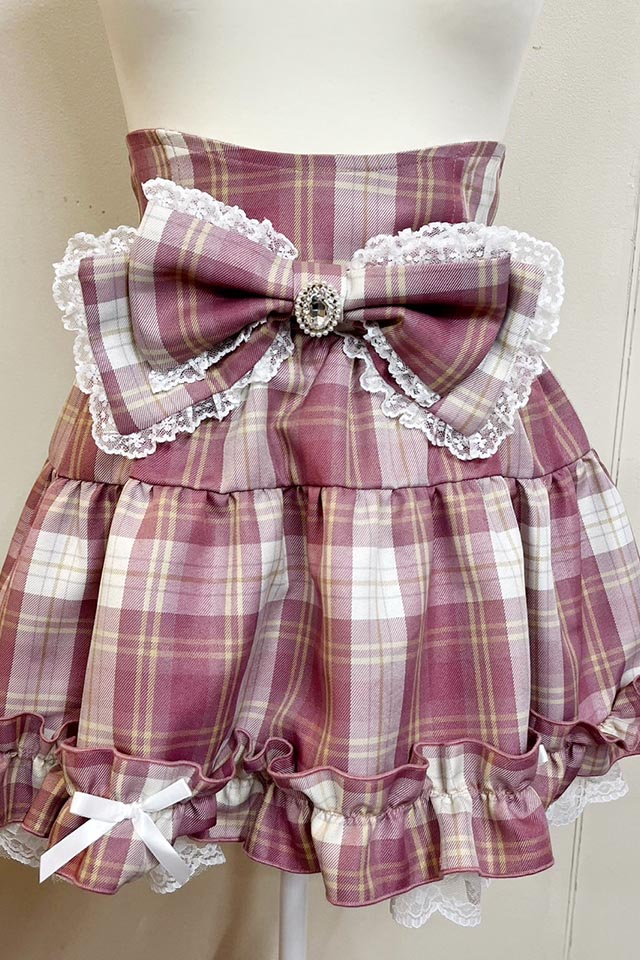 Princess Melody】レースリボン付きハイウエストスカパン - ピンク