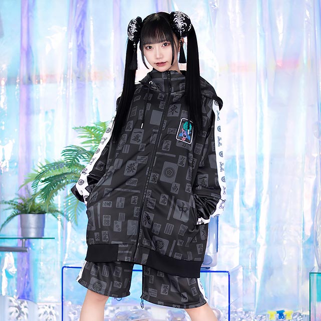 サイバー麻雀2WAYジャージパンツ【BLACK】｜LISTEN FLAVOR(リッスン