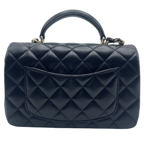 シャネル トップハンドル ラムスキン ブラック ゴールド金具