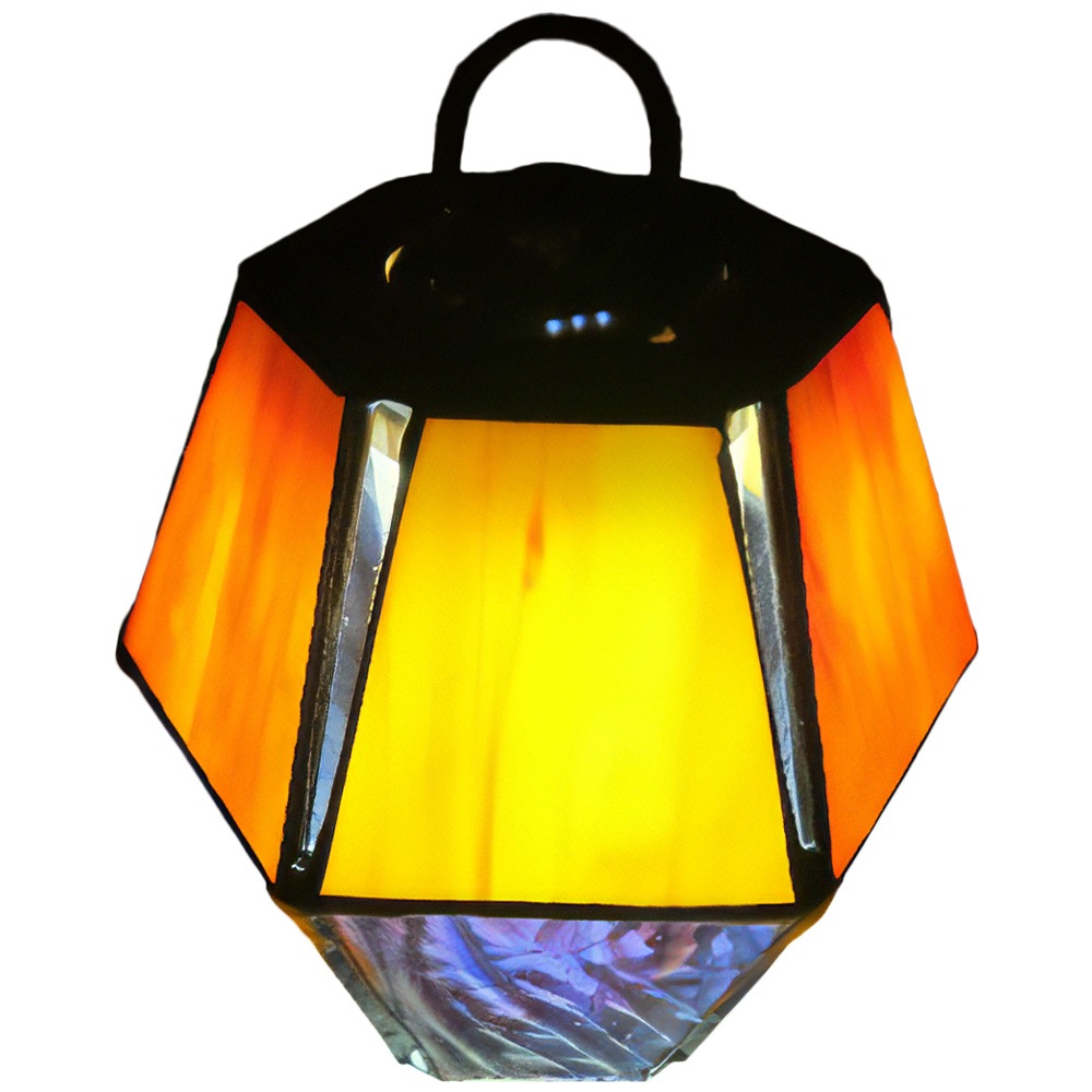 40.ブラウンランタン 金属製 ガラスシェード付き ランタンシェード