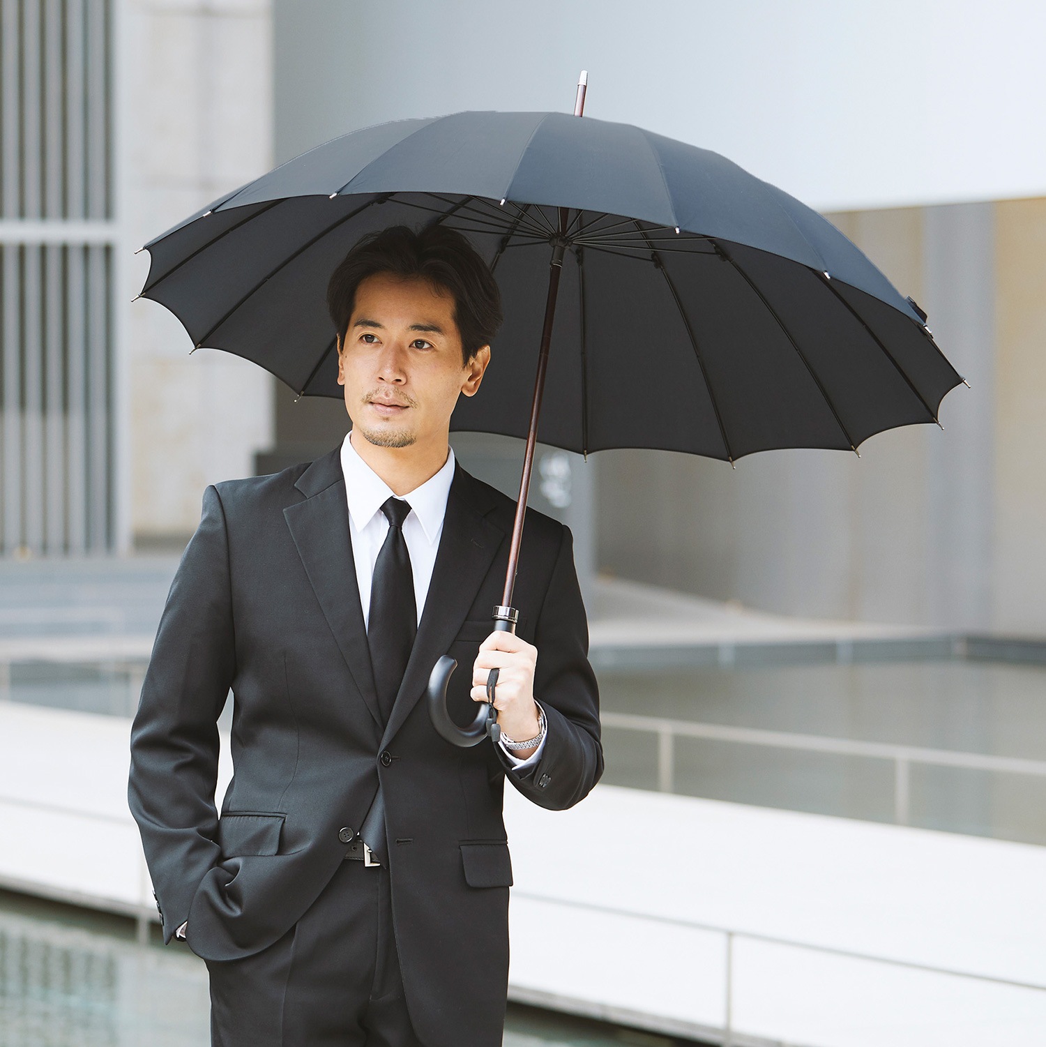 メンズ雨傘】トラッド-16-ブラックフォーマル｜トンボ洋傘前原光榮商店