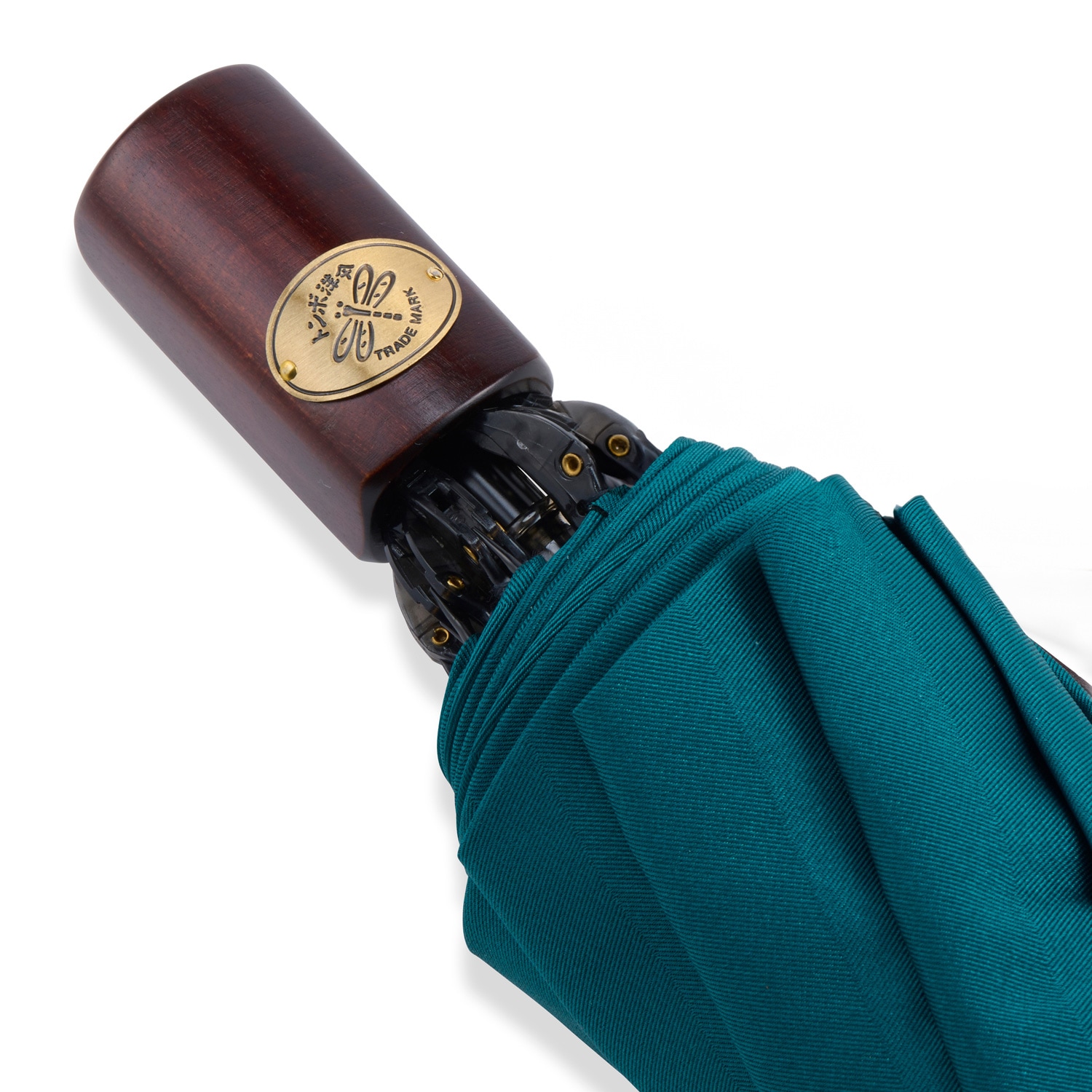 メンズ雨傘】シャドウ-折りたたみ-ブラック×グリーン｜トンボ洋傘前原