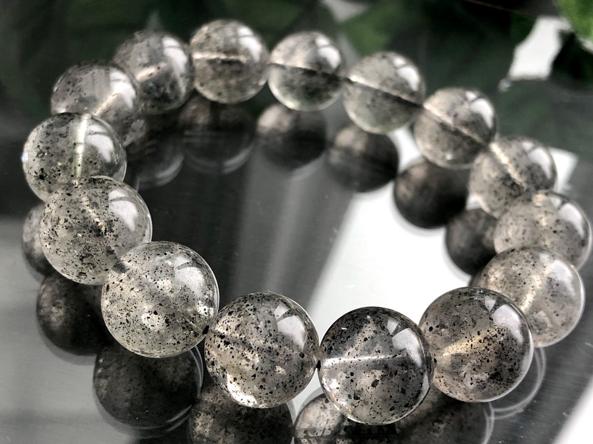 希少色☆天然石ブレスレット/ブラックスーパーセブン/約9mm/1本