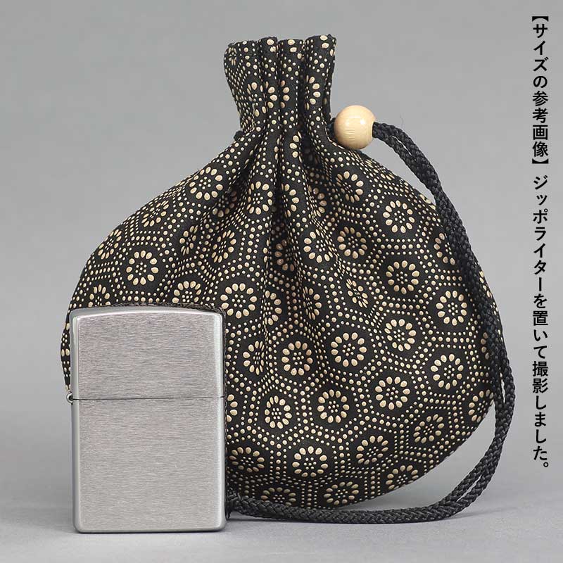 印傳屋（INDEN-YA）手提げ袋【巾着｜亀甲（きっこう）黒白】祭用品専門