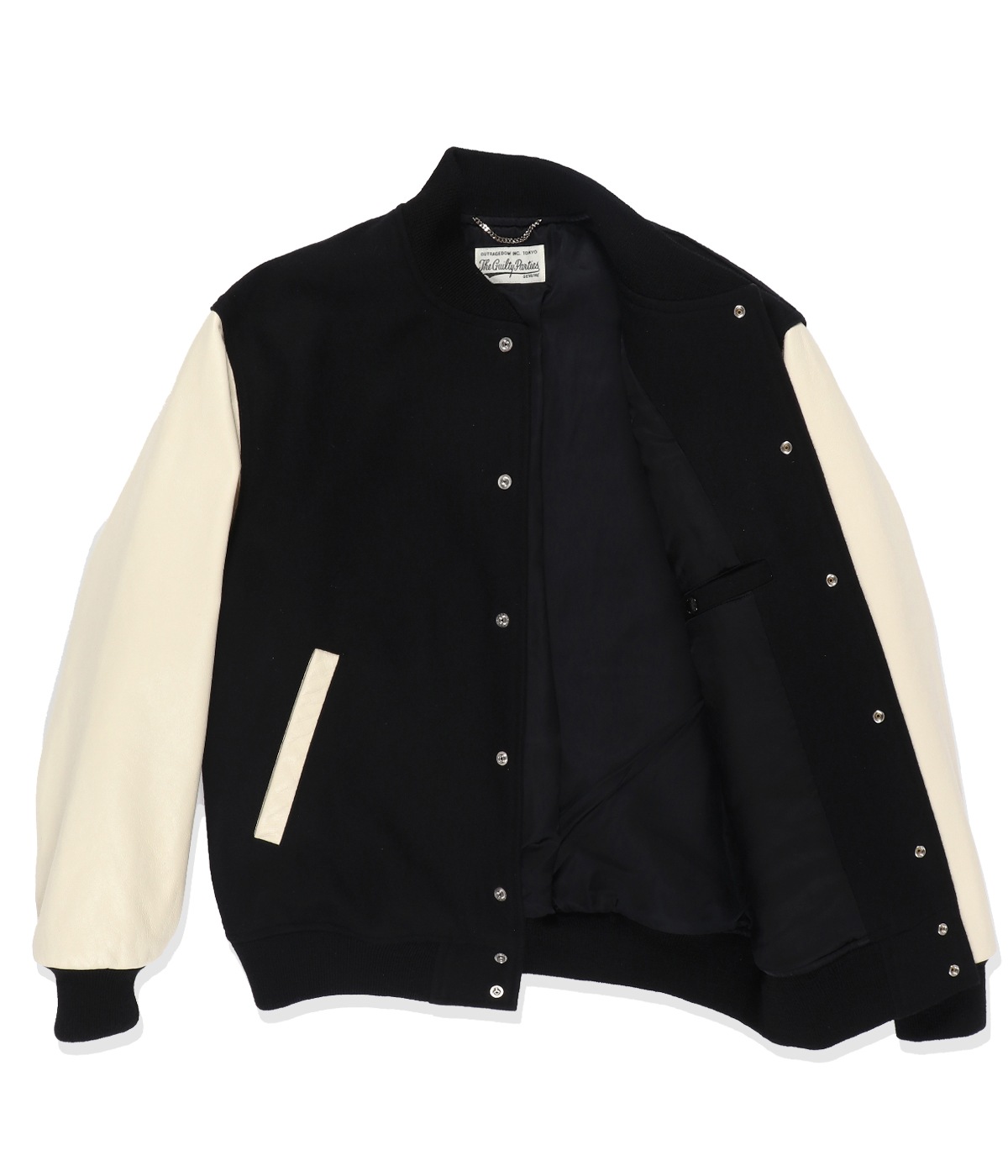 LEATHER VARSITY JACKET -C- (TYPE-1)【BLACK-WHITE】｜WACKO MARIA