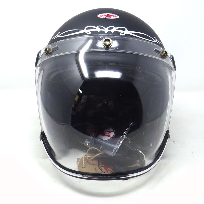 OLD CHAMP オールドチャンプ バブルシールド付き マットブラック 開閉