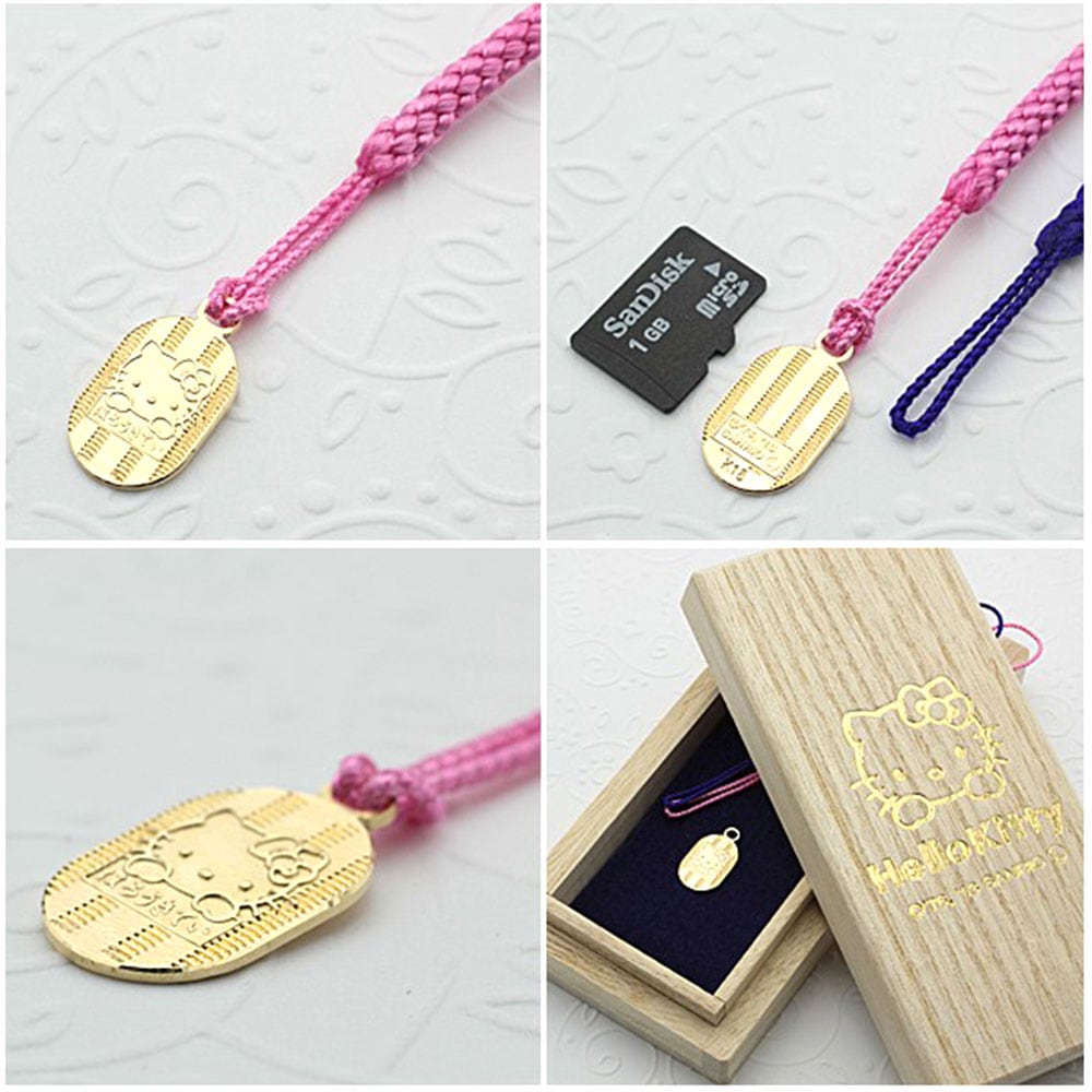 ハローキティ] Hello Kitty 18金根付 K18 ストラップ 1g(本体16×9