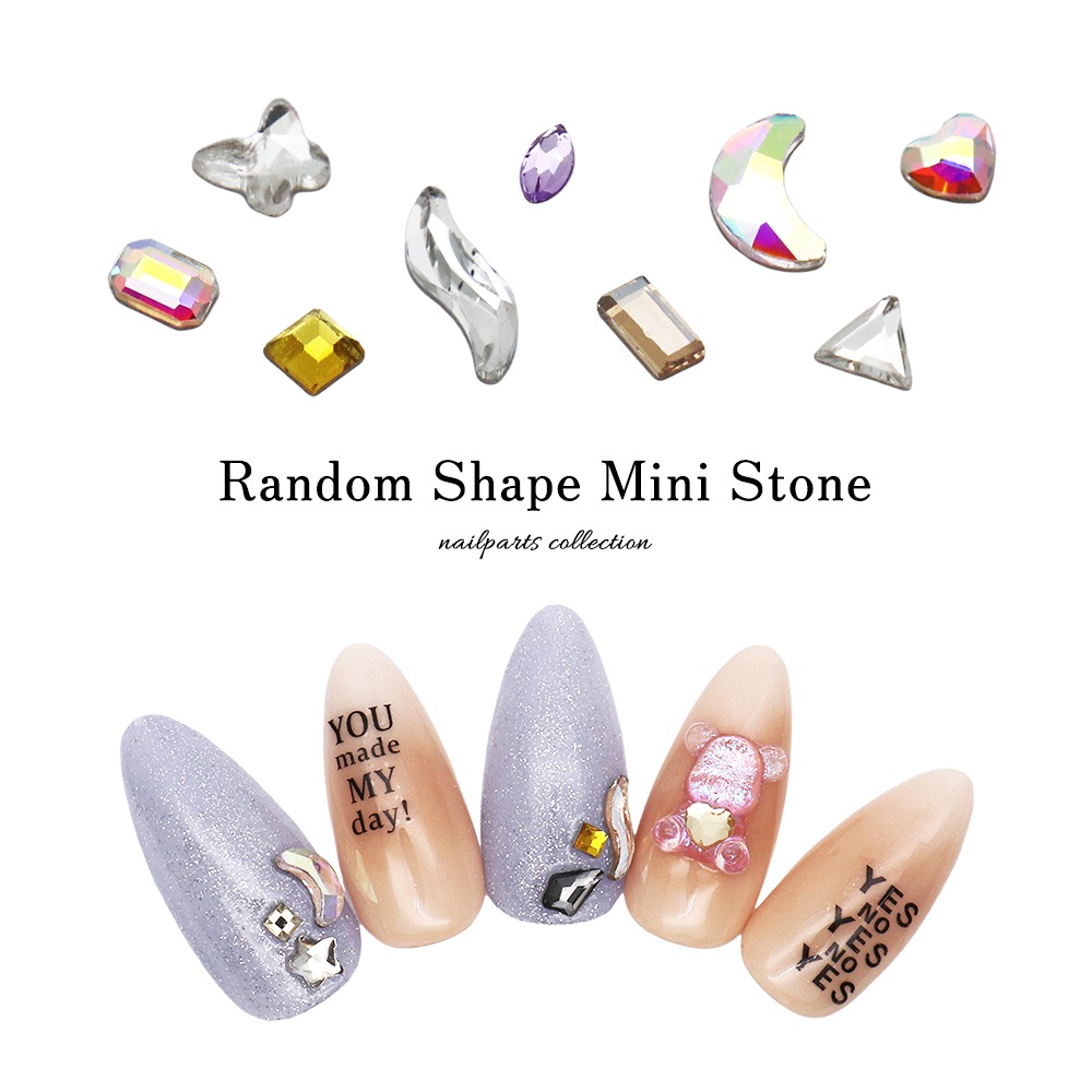 ネコポス送料無料】ラインストーン ランダムシェイプミニストーン 全3