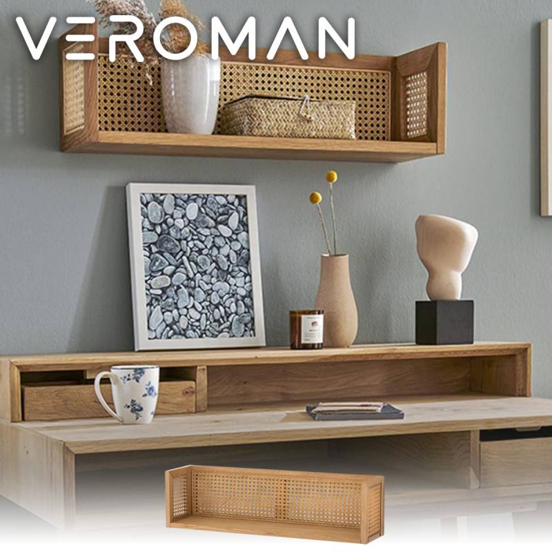 幅50cm] VeroMan ラタン 壁掛けラック 壁掛け収納 本棚 シェルフ