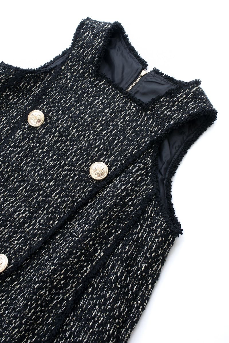 ツイードジャンパーワンピース/ブラック | DRESS | OBLI