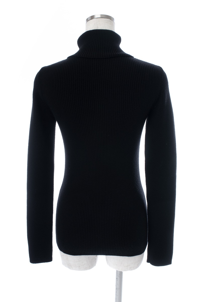 ロゴ刺繍タートルニット/ブラック | TOPS | OBLI