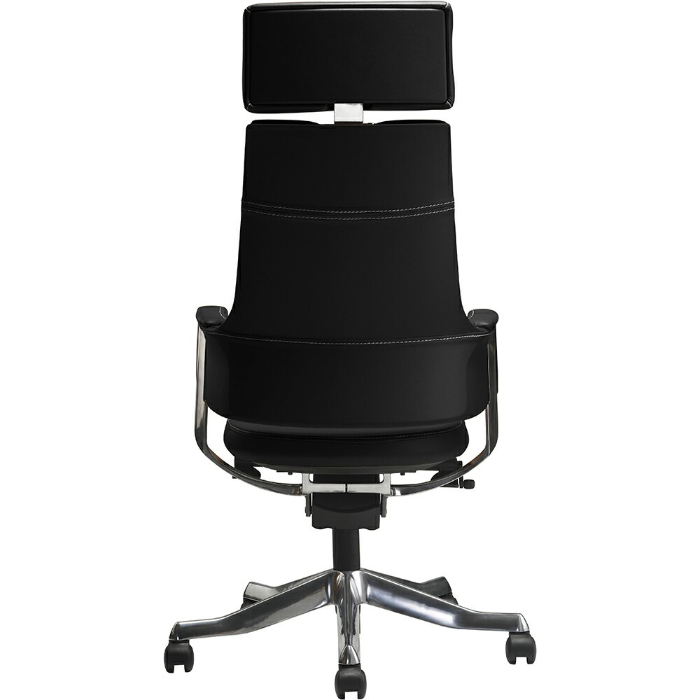 関家具 タスクチェア デルフィ フルレザー ハイタイプ ブラック 068269