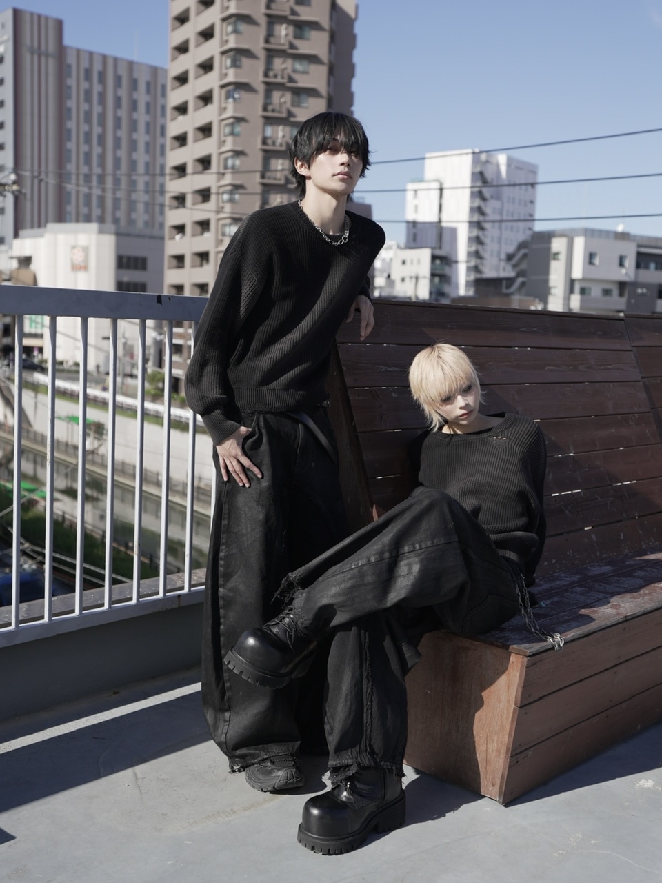 2/7 20:00再販【CHIKASHITSU PLUS HIGH】Washed coating denim pants