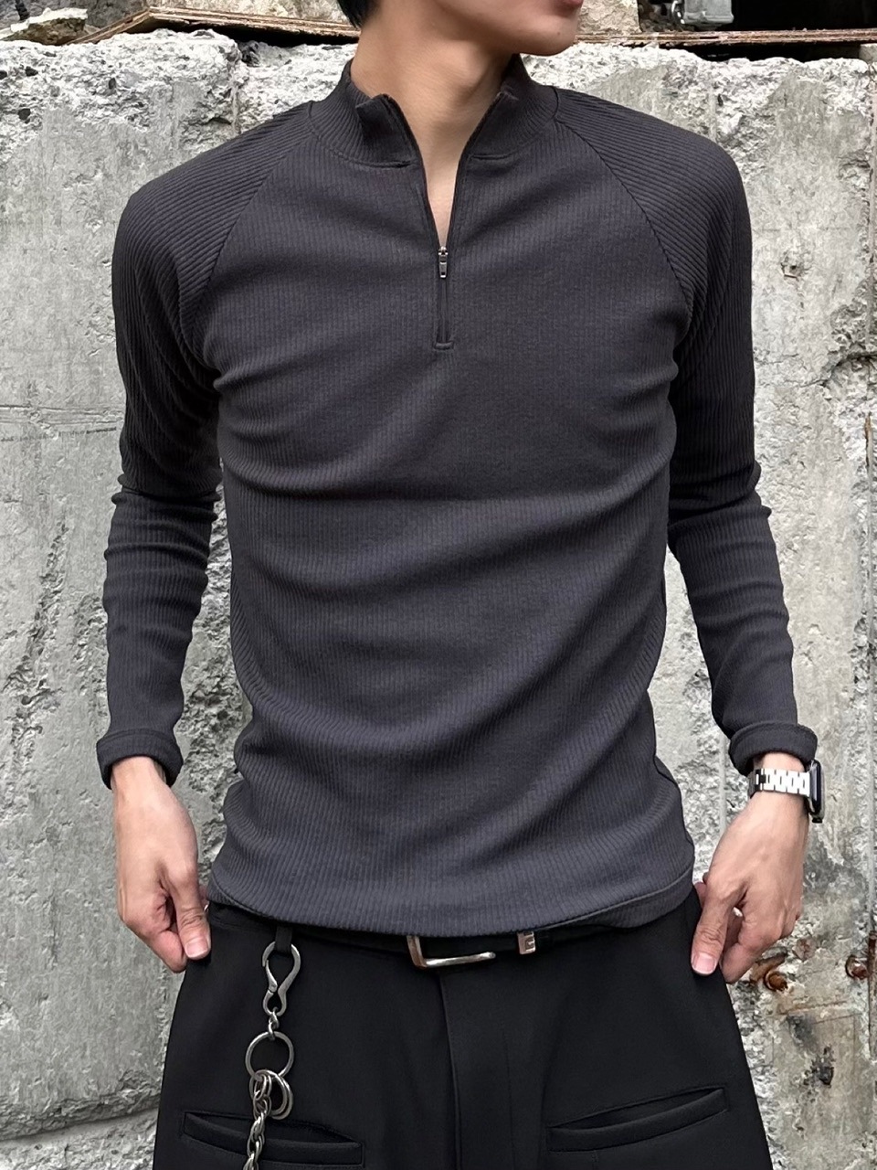 大阪店WEB限定受注制【Chikashitsu＋】mockneck zip long sleeve