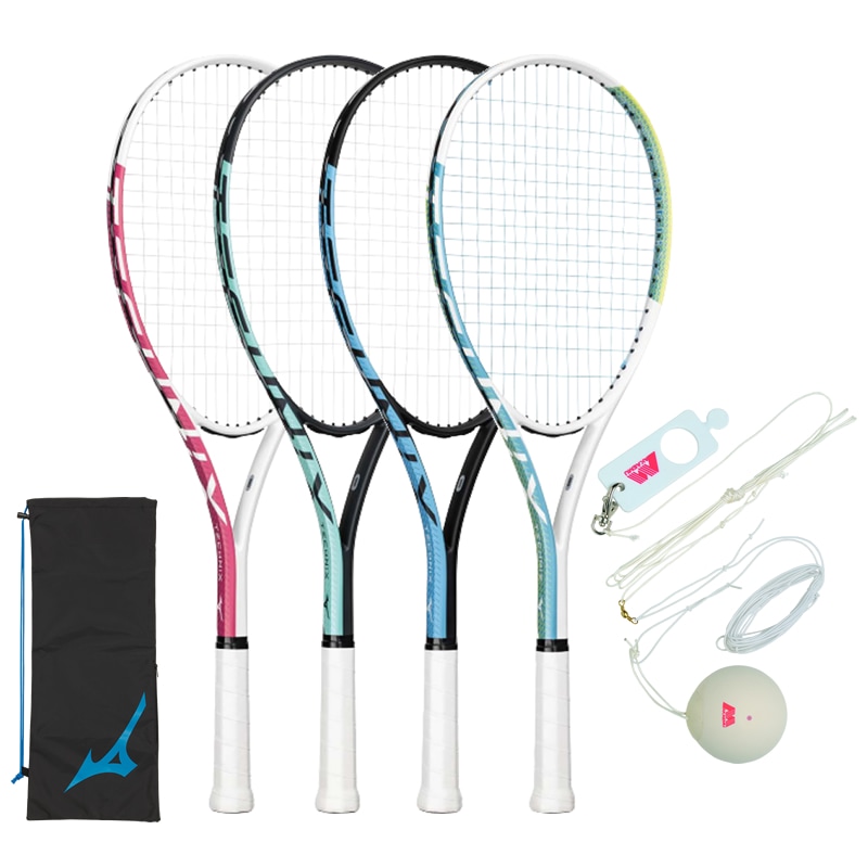 ソフトテニス 初心者向けセット ソフトテニス ラケット 3点セット アカ