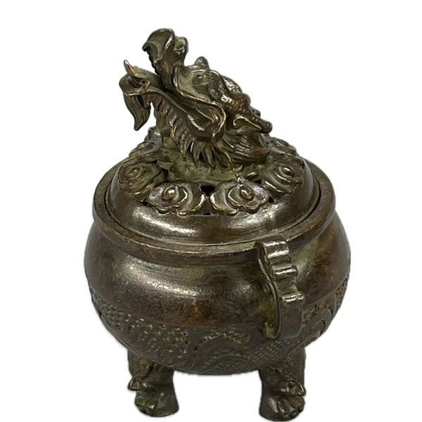 中国清代染付鉢 特大 香炉 筆立 昇龍 縁起物 運気上昇 中国清代染付鉢