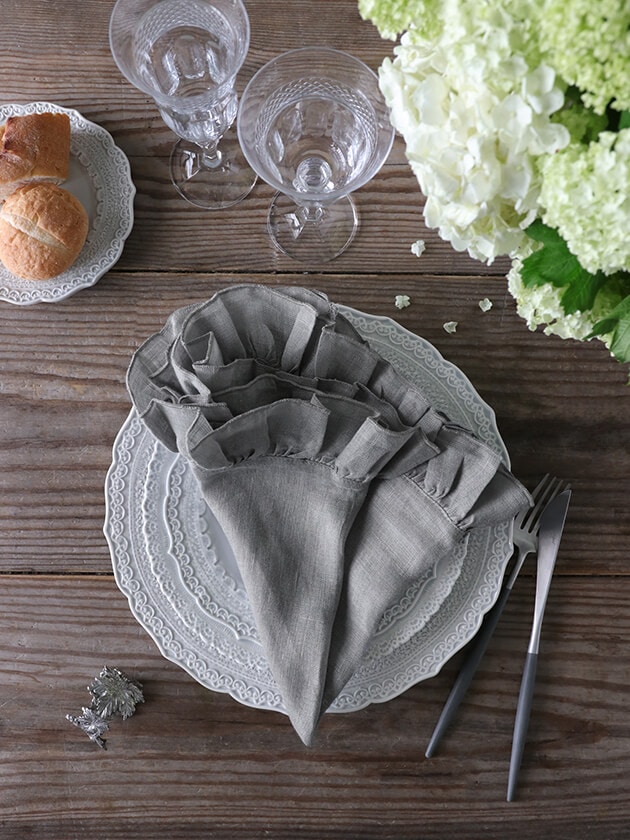 Borgo delle tovaglieリネンナプキンGITANEグレー