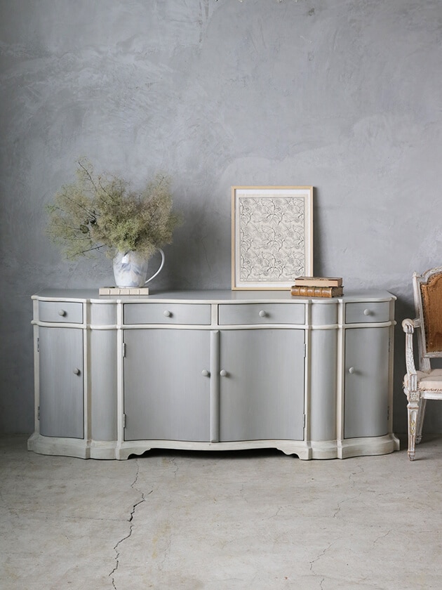 BlancNatureサイドボード ブルーグレー&オフホワイト