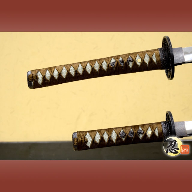 高級模造刀 居合刀 美術刀剣 太刀 脇差 大小セット 2本セット 茶白