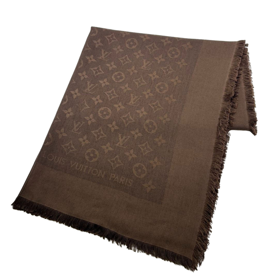 LOUIS VUITTON ルイヴィトン ショール・モノグラム シルク/ウール