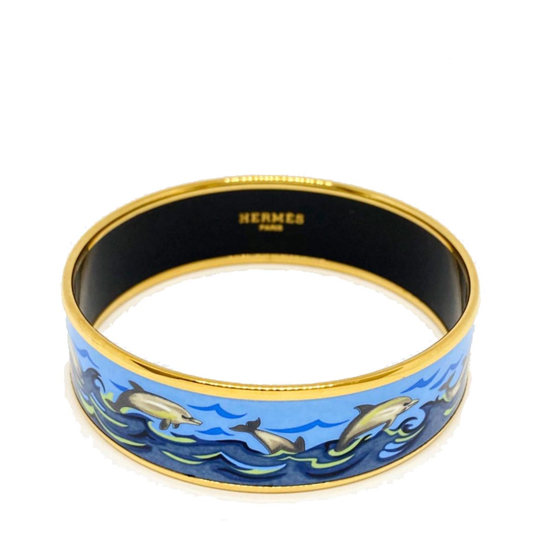 HERMES エルメス エマイユMM バングル ブレスレット 七宝 イルカ柄