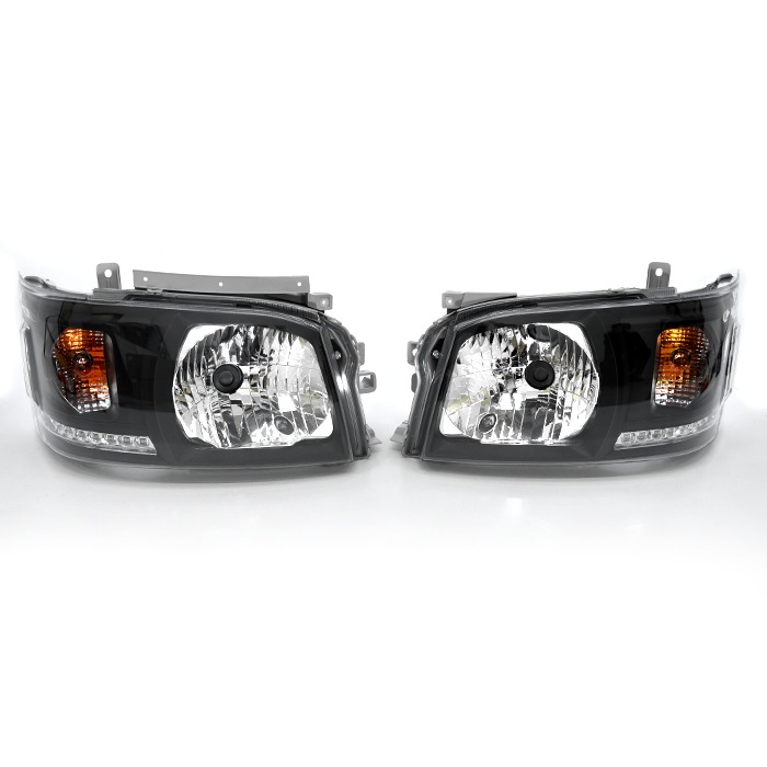 200系ハイエース 1型 2型 インナーブラック ヘッドライト オレンジLED