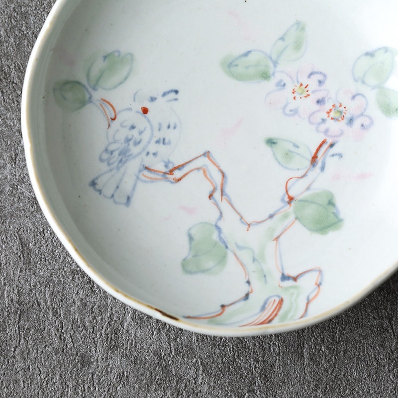 佐藤もも子｜色絵染付鳥花木文五寸輪花深丸皿 | 趣佳[syuca.jp