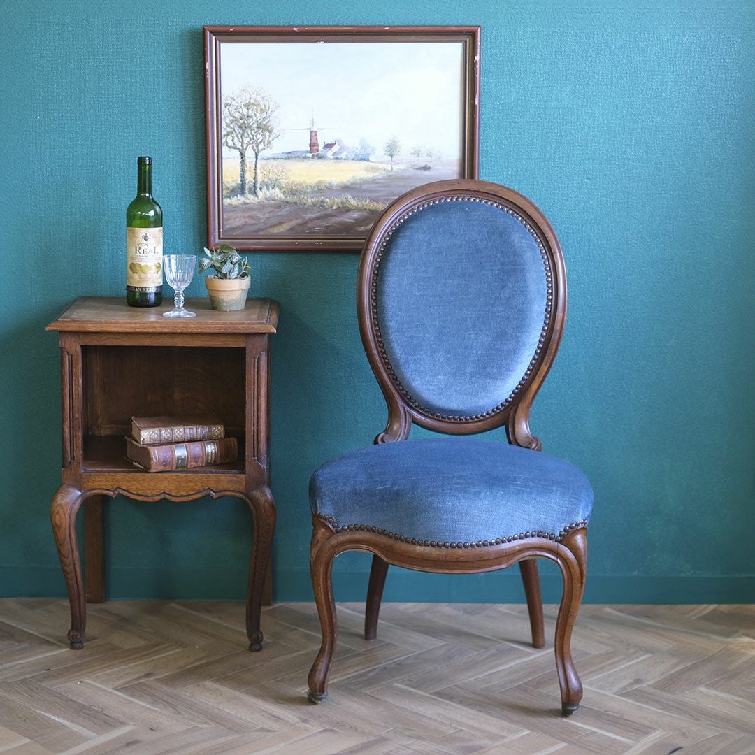 アンティークサロンチェア 青 椅子 フランス アンティーク家具MALTO