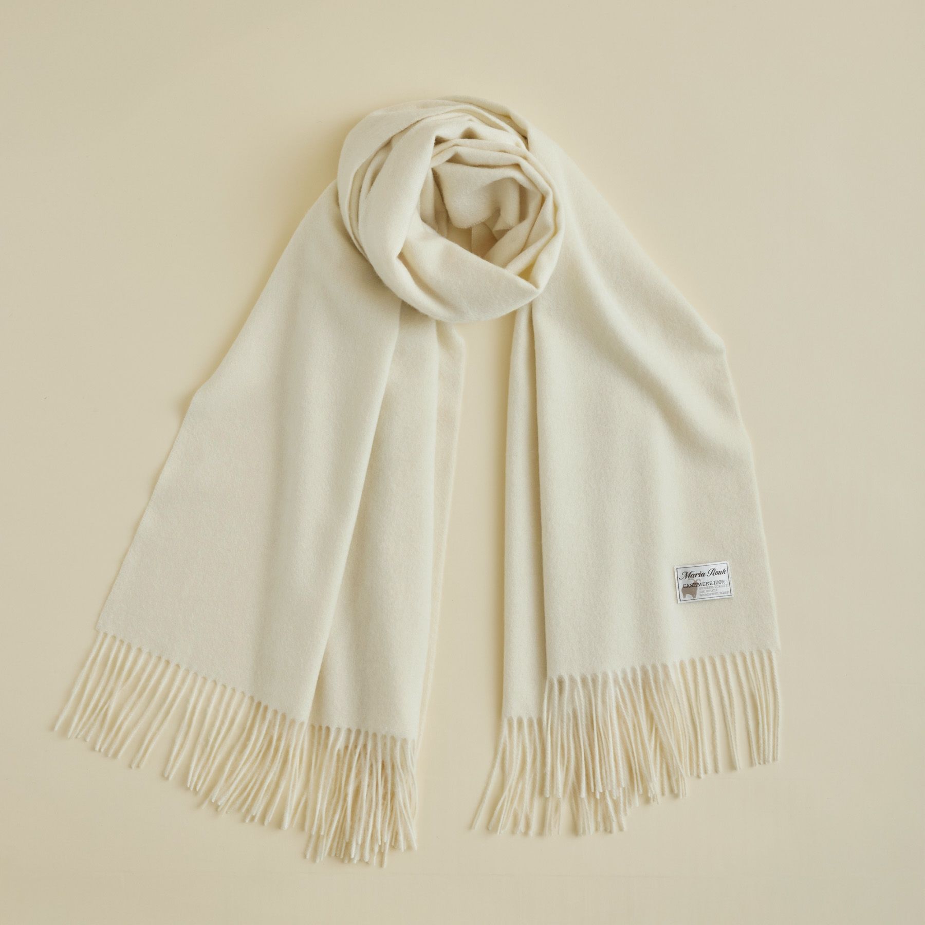 無染色】カシミヤ100%大判無地ストール＜ホワイト＞ | Maria Rouk