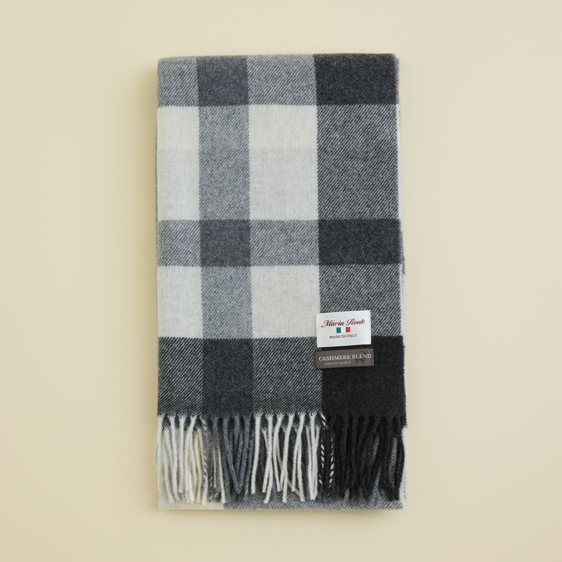 イタリア製カシミヤブレンドラインチェックストール＜ブルー＞ | Maria