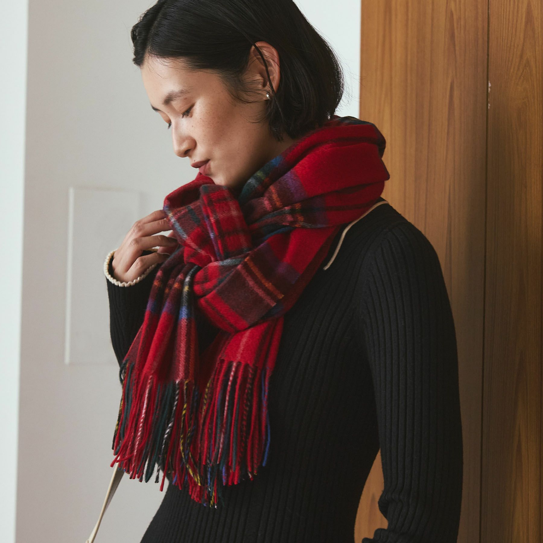 BURBERRY チェック柄カシミヤマフラー BURBERRY】【スコットランド製