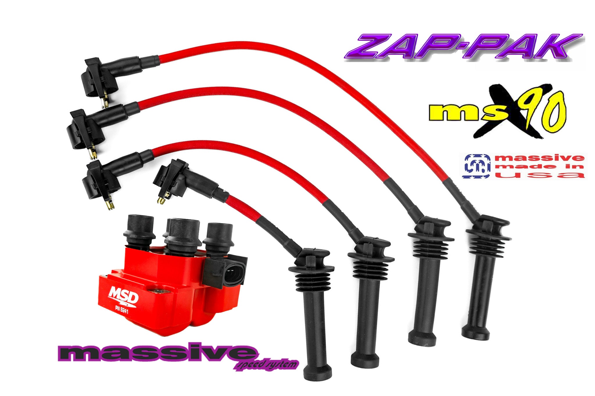 MASSIVE ZAP-PAK Ignition Kit: MSD ignition Coil MSX90