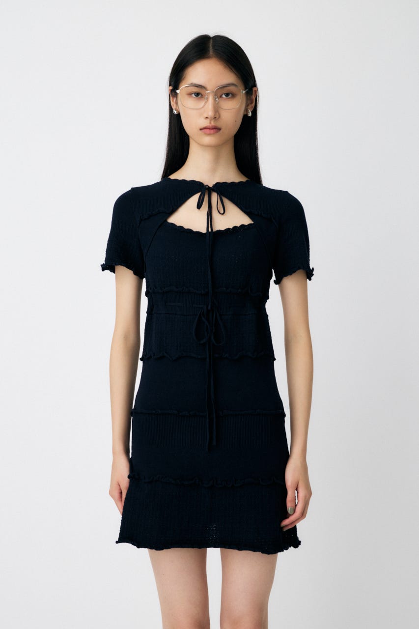 MOUSSY | BOW DESIGN KNIT ミニ ドレス (ワンピース(ミニ・ミディアム