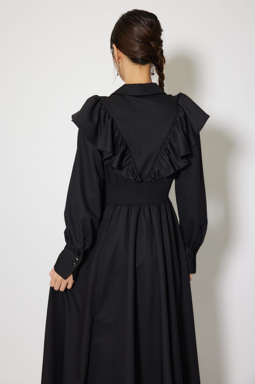 rienda | フロントZIPフリルシャツワンピース (ワンピース(ロング