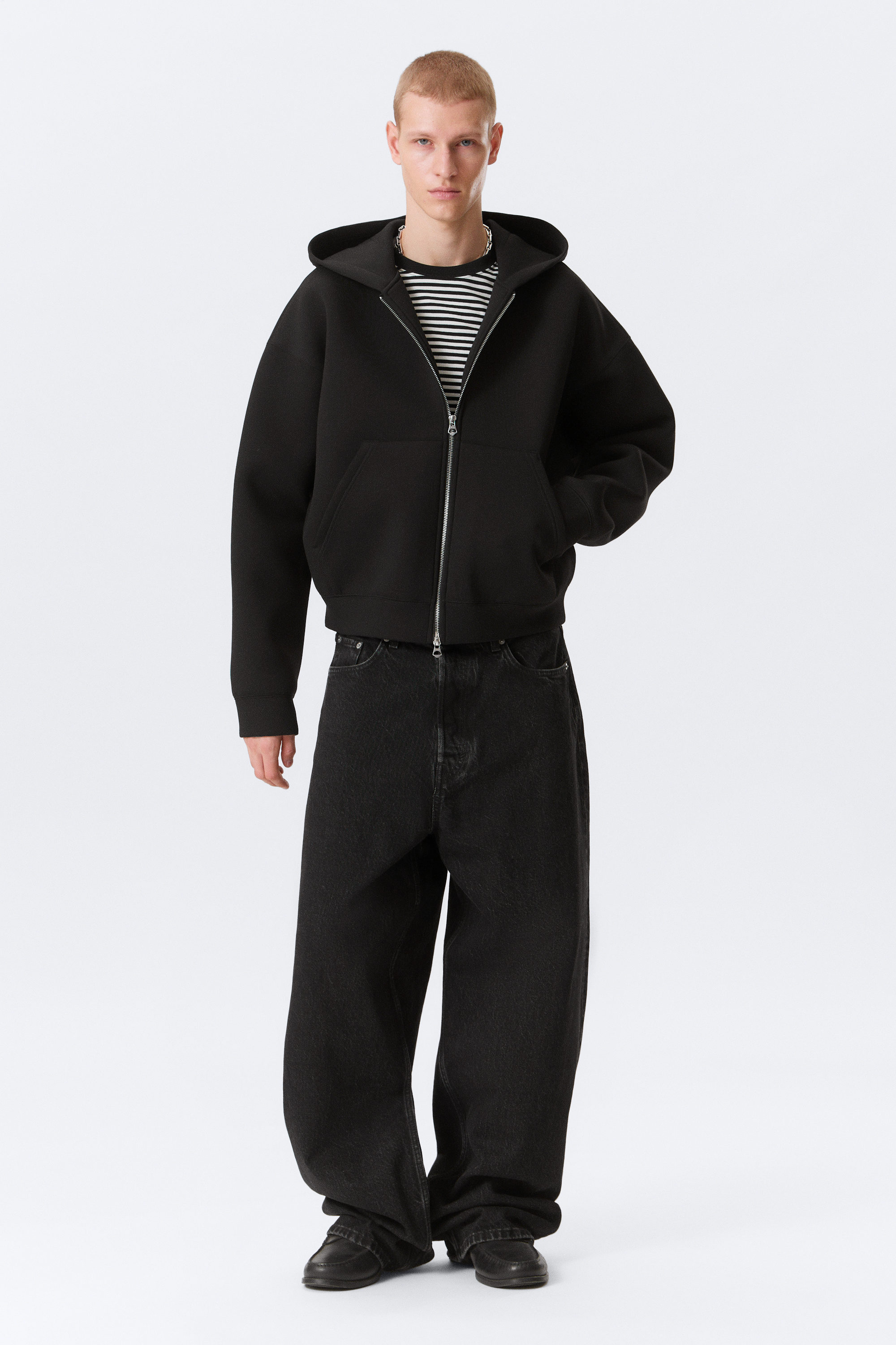 simon scuba zip hoodie - Black | Weekday WW