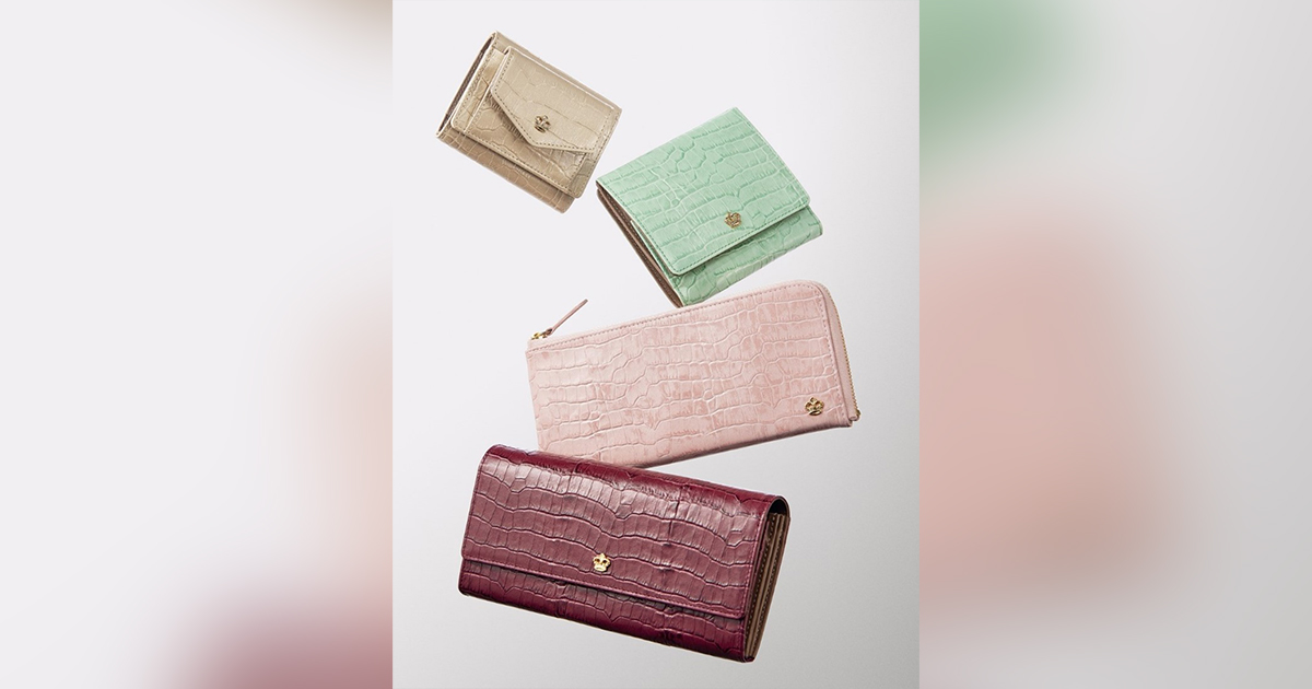 アテニア×HAMANO スリム長財布ペールピンク