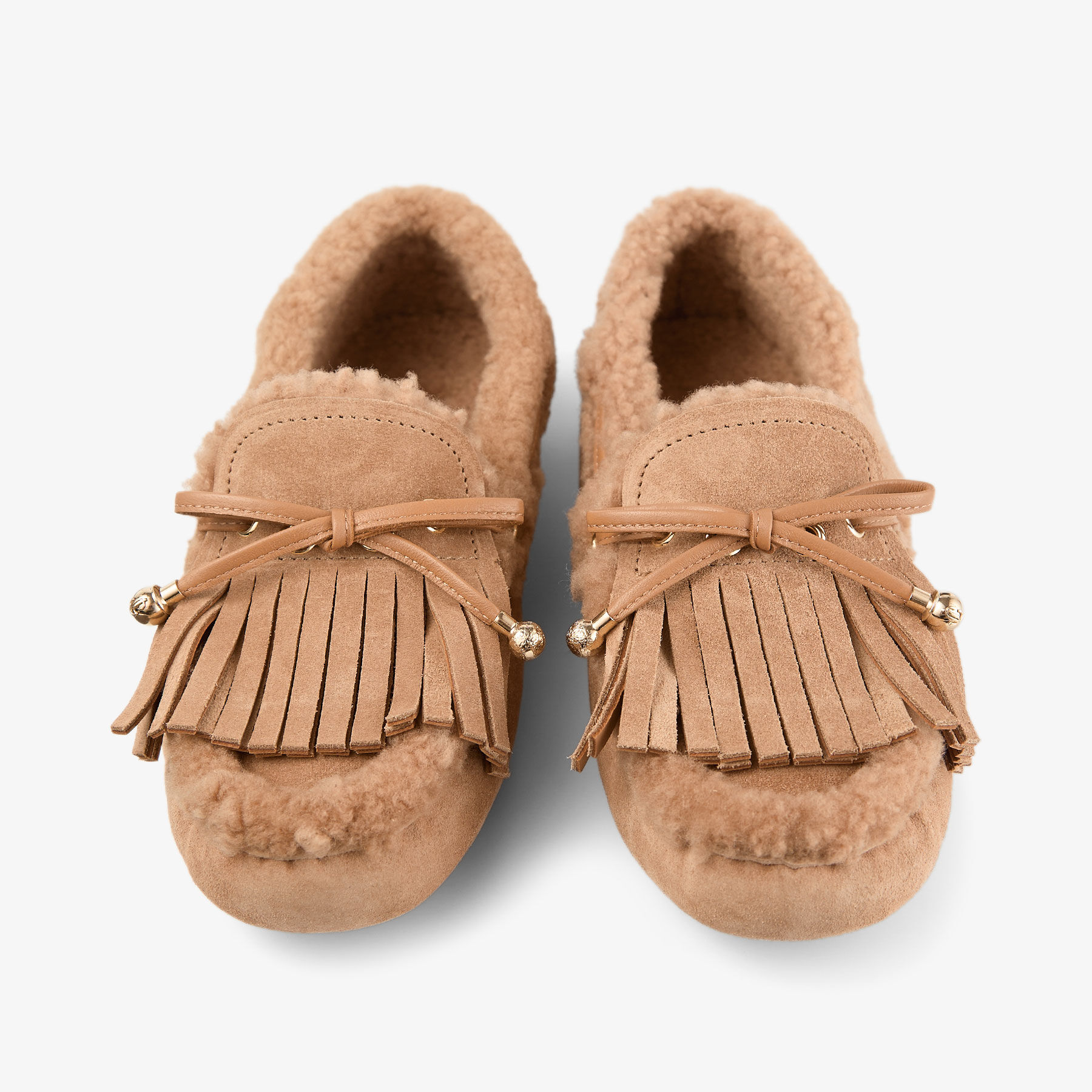 Manon F | Toffee Velvet Suede Loafers with Shearling | JIMMY CHOO